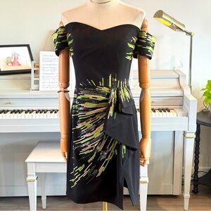 Dress the Population Alani Off-the-Shoulder Sequin Midi Dress | Size M